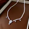 Collar Redondo Magnético de Doble Capa con Perlas Estilo Francés, Cadena para Suéter de Lujo Ligero Estilo Palacio, Joyería de Diseño Versátil para Mujeres