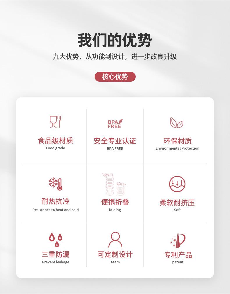 户外运动水壶硅胶伸缩水杯