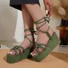 2026 Calzado de Mujer para Comercio Exterior Verano Nuevo Estilo Boca de Pez con Tira Sandalias de Cuña con Plataforma Suela Gruesa Calzado de Mujer de Talla Grande Transfronterizo Europeo y Americano