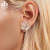 Pendientes Evelle con pequeñas flores frescas y transparentes, en plata de ley 925 bañada en platino, estilo Joker, venta al por mayor para mujer.