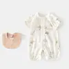 Mameluco de Verano de Manga Corta para Bebé Algodón Oxígeno Hielo Traje Fino para Gatear para Bebé Traje Acondicionado para Bebé con Peto