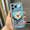 Funda de teléfono con estampado de leopardo azul para Apple 18 Pro Max, iPhone 17, con soporte magnético y soporte, diseño transparente para otoño e invierno
