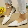 Sapatos Baixos Pointed-Toe Cruzados Plus Size 2026 Nova Coleção Primavera e Outono, Tamanho Grande Slip-On em Fly-Knit Casual para Mulheres