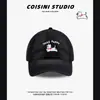 Gorra de Béisbol Bordada de Cachorro Lindo Estilo Coreano Parte Superior Suave para Mujer Primavera y Verano Vintage Versátil Cara Grande Cabeza Pequeña Gorra Moderna
