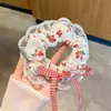 Scrunchie lenço quadrado estilo pastoral francês para meninas e crianças, elástico de cabelo doce com laço para coques, acessório de cabelo