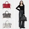 Bolso Biker con Remaches París, Bolso de Chica de Moda, Bolso de Mano Vintage de Alta Gama Francés, Bolso Almohada, Bolso Cruzado de Hombro
