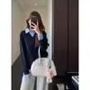 Top de gola de camisa falso de duas peças da moda focado em design, moletom solto emagrecedor feminino 26 Outono/Inverno Novo H092305