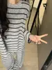 Stock Disponible Pijama de Terciopelo Térmico con Diseño Rayado para Mujer, Nuevo Estilo Otoño, Talla Grande, Conjunto Cómodo y Engrosado para Estar en Casa, Se Puede Usar Afuera