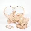 Libro de Invitados de Boda de Madera Transfronterizo Decoración de Escritorio Artesanía de Madera Letrero de Boda en Forma de Corazón Decoración de Mesa de Firma