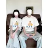 En Stock Verano [Algodón Puro Peinado] 2026 Camiseta de Manga Corta de Algodón Puro a Juego para Pareja con Diseño Único de Dibujos Animados