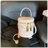 Bolso de Cubo Versión Premium Transfronteriza para Mujer Primavera y Verano 2025 Nueva Moda Bolso Cilíndrico Portátil Bolso Bandolera Retro Estampado