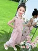 Ropa para Niños Hanfu Niñas Traje de Algodón y Seda Verano 2025 Nuevo Estilo Traje Chino de Verano para Niños Conjunto de Dos Piezas