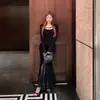 Vestido Cauda de Peixe para Mulheres no Outono, Design de Nicho Francês Emagrecedor, Lindo Tecido de Renda com Recortes Estilo Feriado Saia Longa