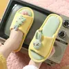 Pantuflas de Lino de Dibujos Animados para Mujer, Pantuflas de Verano para el Hogar en Pareja, Algodón y Lino Antideslizantes de Tacón Alto Silenciosas al por Mayor Estilo Coreano Moderno