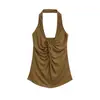 Camisola de Puro Deseo con Nudo Retorcido Estilo Francés para Mujer, Diseño de Nicho de Verano, Top Halter Sexy Ajustado sin Mangas