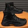Zapatos de Moda Urbana Versátiles para Hombre Otoño 2026, Zapatos Casuales sin Cordones para Hombre, Botas Martin Negras de Caña Alta