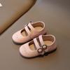 Sapatos Infantis de Couro 2026 Primavera e Verão Novos Sola Macia Fofos Sapatos de Princesa Bico Redondo Velcro Respiráveis Sapatilhas para Meninas