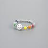 Anillo de cuerda elástica de plata de ley 925 con cara sonriente de colores Corea del Sur ins lujo ligero nicho todo-partido anillo de cuerda elástica para dedo índice