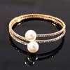 Pulseira Elástica Aberta Quente Europeia e Americana Linha Única Strass Diamante Completo Pérola Ajustável Corrente Garra Pulseira de Tênis para Mulheres