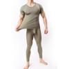 Camiseta Base Esportiva Masculina de Manga Curta Ultrafina Cor Sólida Nylon Confortável Macia Camiseta de Roupa Íntima