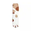 Meias de Veludo Coral para Mulheres Outono e Inverno Meias de Tubo Médio Garra de Gato Fofas Meias de Dormir Quentes e Espessadas Forradas de Lã