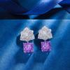 Outono e inverno Novo Zhuang Sheng terno de jóias de alto carbono diamante Flor de Gelo corte de cobre incrustado pétala brincos pedra principal 10*10