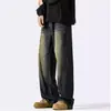 Jeans de Calle Americanos para Hombre Verano 2025 Delgados Vintage Desgastados Lavados Frescos Sueltos Casual Rectos Largos