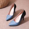 Zapatos de tacón alto de talla grande transfronterizos para mujer, populares europeos y americanos, de punta, tacón de aguja, degradados, sexys, de boca baja, zapatos de trabajo para ir al trabajo