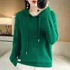 Nueva sudadera con capucha de manga larga, suéter corto estilo coreano para mujer, tejido casual de invierno, corte holgado