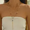 Collar Largo Creativo Transfronterizo Europeo y Americano Más Vendido con Colgantes de Cruz, Estrella de Mar, Corazón, Forma de Y para Mujer, Cadena con Borla, Cadena de Clavícula en Capas