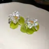 Pendientes de Concha de Aguja de Plata de Verano con Piedra Triturada, Pendientes de Nicho de Alta Gama, Pendientes Dulces y Frescos Estilo Vacaciones para Mujer