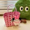 Bolsa Tejida a Mano de Gatito Gran Capacidad Cesta de Verduras DIY Bolsa de Playa Bolso de Recuerdo Bolsa de Regalo Navideño Bolsa