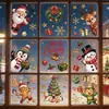 Pegatinas Estáticas Navideñas Clásicas Rojas y Doradas para Ventanas Papá Noel Renos Muñeco de Nieve Pingüino Decoración de Ventana sin Pegamento Venta al por Mayor Transfronteriza