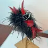 Grampo de Garra de Pena de Avestruz com Bolinhas Novo Grampo de Cabelo Mostra Temperamento Mostra Volume do Cabelo Parte de Trás da Cabeça Grampo Tubarão
