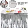 Cortina de Seda de Lluvia de Halloween 75*275cm Falda de Mesa Pegatina DIY Decoración de Mesa para Fiesta Calabaza Fantasma Borla Cortina de Mesa