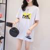 D143 Camiseta de Largo Medio Rota para Mujer Verano 2025 Nueva de Manga Corta Ins Trendy Estilo Coreano Suelta Manga Media Top Camiseta