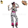 Disfraz de Halloween para Mujer COS Disfraz de Fantasía Adulto Tema Vaquero Vestido de Vestir Jeans Occidentales Chaleco de Vaquero