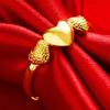 Anillo de imitación 3D de oro duro con forma de corazón para mujer, estilo coreano, chapado en oro, estilo europeo, con monedas y arena dorada.