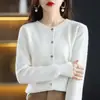Cárdigan de punto para mujer, chaqueta suéter de cuello redondo, nuevo para primavera y otoño, suelto, moderno, corto, elegante, camiseta base