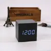 Reloj de Madera LED Multifuncional de Moda, Reloj Despertador Digital Perezoso Cuadrado Negro con Grano de Madera Silencioso Controlado por Voz Inteligente