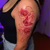 Adesivos de Tatuagem Personalizados Novos Dark Transfronteiriços à Prova d'Água Femininos Duradouros Estilo Ins Borboleta Flor Grande Lisa Lótus Adesivos de Tatuagem