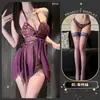 Lencería sexy Hemei, sin espalda, seductora, malla transparente, ardiente, transparente, cuello halter de mariposa, camisón con tirantes, ropa de dormir, uniforme de puro deseo