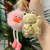 Llavero de Oro Puro 999 Muñeca de Peluche Rosa de Dibujos Animados Colgante para Bolso Atractor de Tráfico para Transmisiones en Vivo de Riqueza Instantánea Venta al por Mayor
