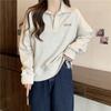 Sudadera de Manga Larga con Cuello Polo de Alta Calidad para Mujer Primavera y Otoño Nueva Top Holgado con Solapa Foto Real Estilo Delgado