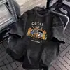 Camiseta de Manga Corta con Estampado de Dibujos Animados Estilo Coreano High Street Bf para Mujer, Nuevo Estilo de Verano, Holgada Relajada, Top Versátil