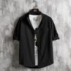 Camisa Retro de Estilo Japonés para Hombre, Color Sólido, Manga Siete Puntos, Algodón y Lino, Nueva de Verano, Moda Coreana, Atractiva, Casual para Hombre