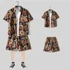 Camisa floral de manga corta, Ropa de playa de Hainan, Estilo hawaiano de Sanya, Conjunto de pantalones cortos finos de verano para hombre y pareja de viaje a Tailandia