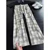 Pantalones de cuadros relajados transfronterizos para hombre, nuevo estilo de verano, pantalones casuales holgados retro americanos, pantalones de pierna recta cleanfit