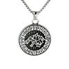 Colgante de acero inoxidable estilo nórdico vintage para hombre, con runas vikingas y cabeza de lobo.