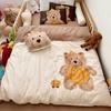 Conjunto de Natal de Urso para Outono e Inverno Crianças Algodão Puro Escovado Conjunto de Três ou Quatro Peças Peça Única Bebê Capa de Edredom para Creche Lençóis de Cama